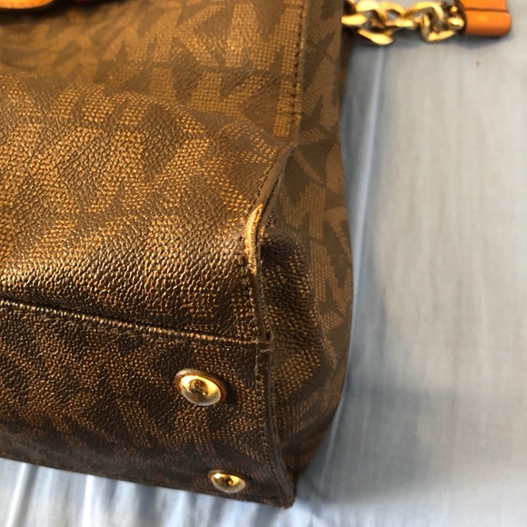 MICHAEL KORS CURDUROY BROWN AV-1310 HANDBAG PURSE - Picture 3 of 12